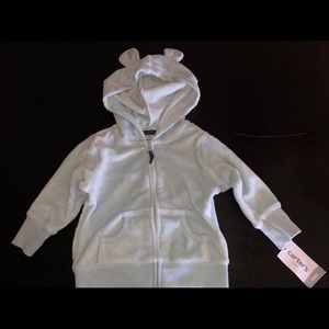 Baby blue terry hoodie with ears by Carters. BNWT